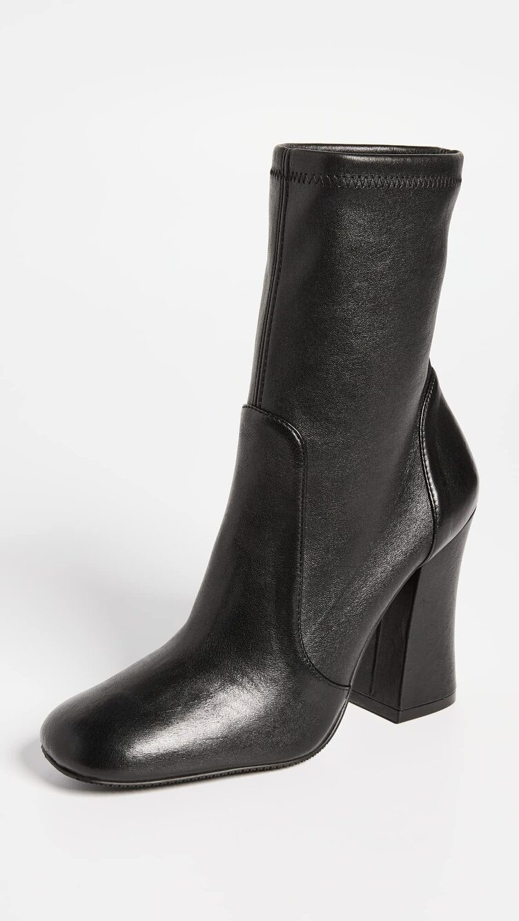 STUART WEITZMAN WOMEN'S CURVEBLOCK 100MM BOOTIES, BLACK, 9.5 MEDIUM US - Picture 3 of 5